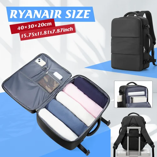 Ryanair Bolsa de cabina de avión 40x30x20 Mochila de viaje, equipaje de mano Bolsas de viaje Bolsa para computadora portátil de negocios Mochila para hombres y mujeres Bolsa de trabajo
