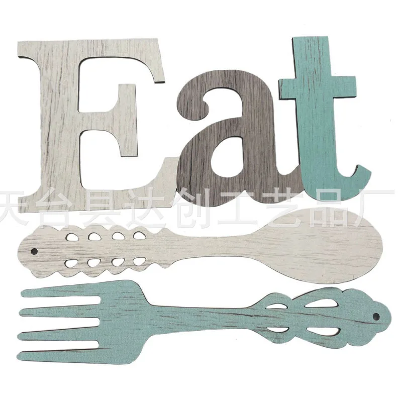 DIY drewniane litery do jednostronnego drukowania EAT łyżka widelec grubość 5mm, zestaw 3 sztuki