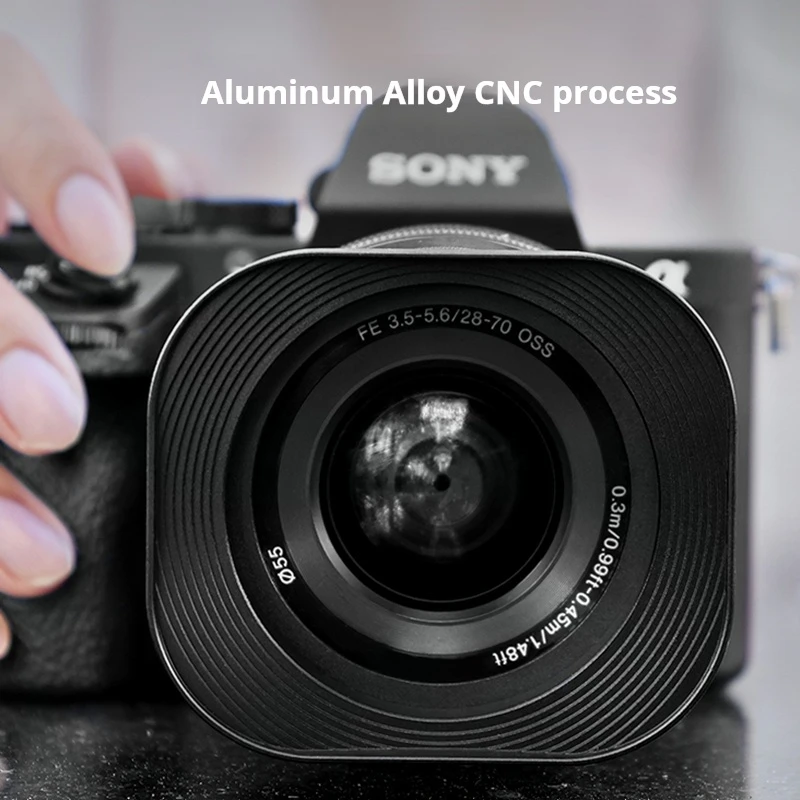 

Aluminum Alloy Square Lens Hood Suitable for Sigma Nikon Sony and Fujifilm Lenses With 52/55/58/62mm Filters