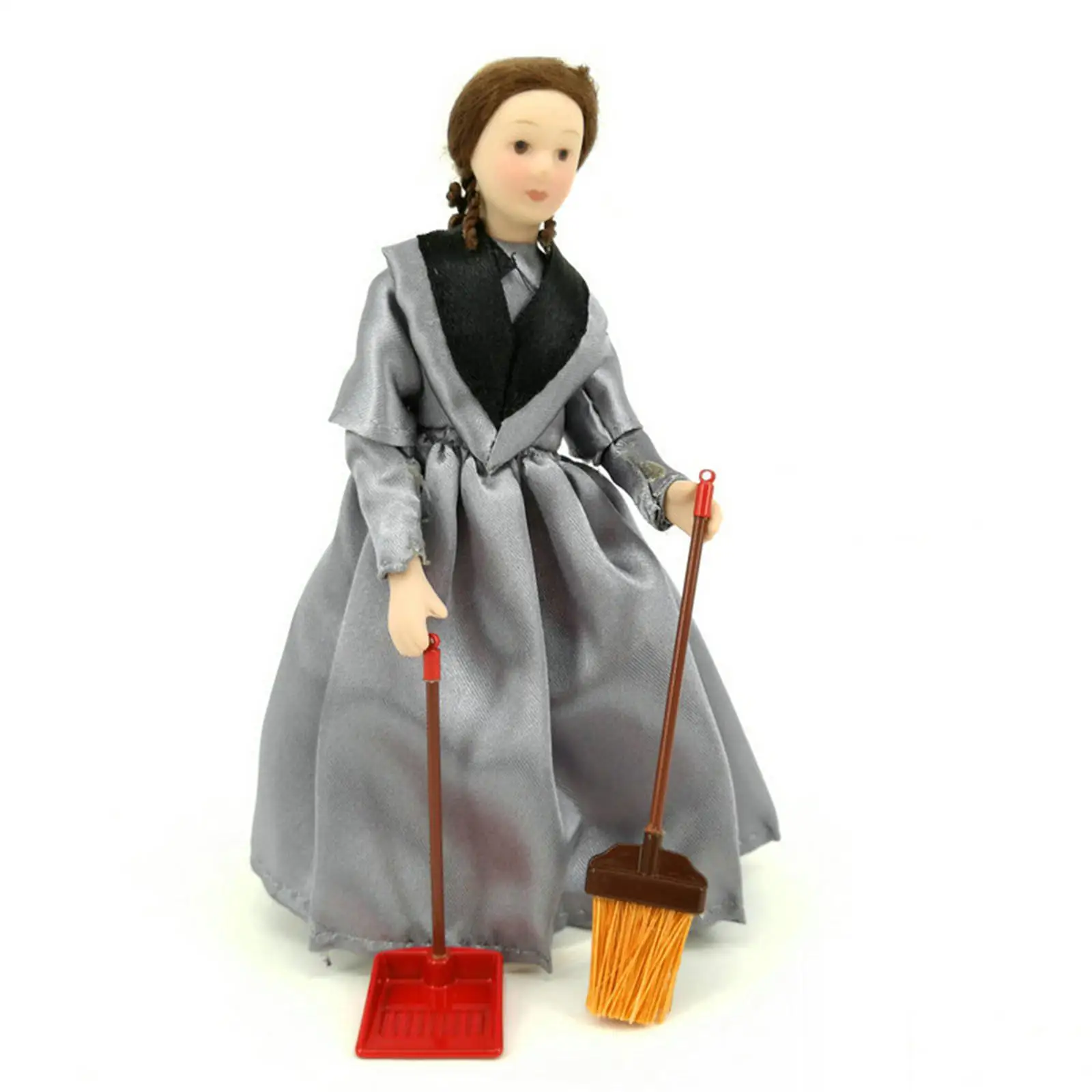 

2 Pieces 1:12 Scale Dollhouse Miniature Broom Dustpan Household Sweeping Tool