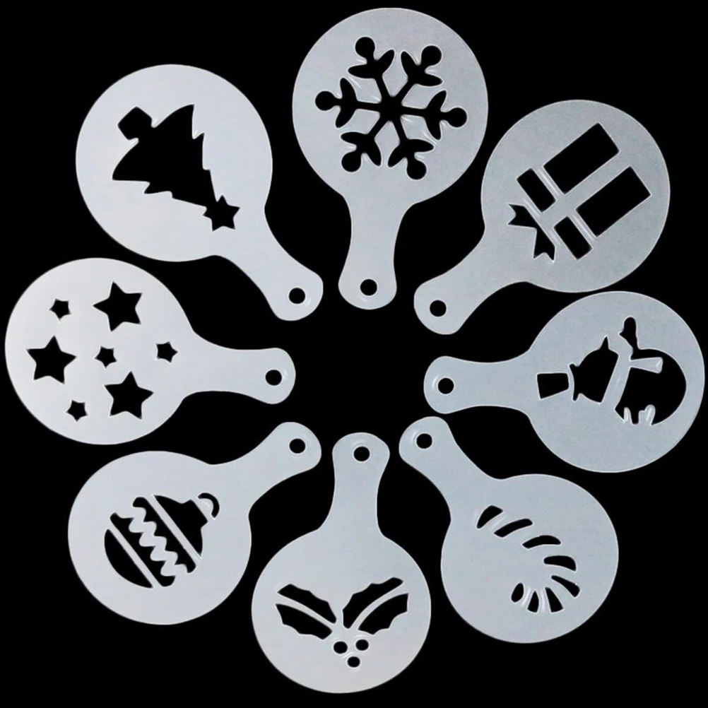 

8 Pcs Cake Spray Mold Coffee Decorating Stencils Chic Fondant Template Cookie Creative Molds
