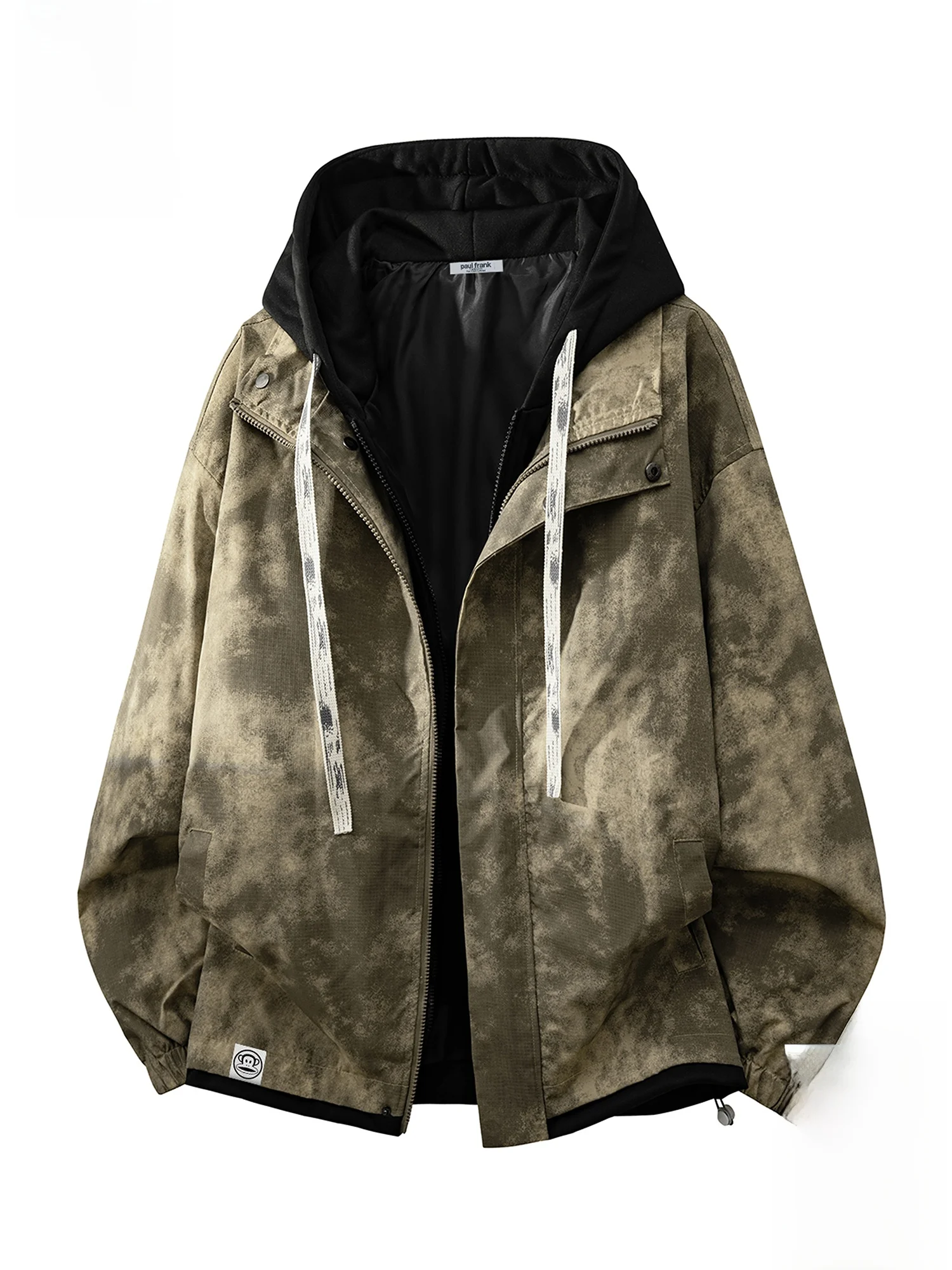 

PaulFrank Retro Tie Dye Hooded Jaet Men's Loose Casual Outerwear Spring New Sle Polyester Fiber Long Sve Zipper Closure