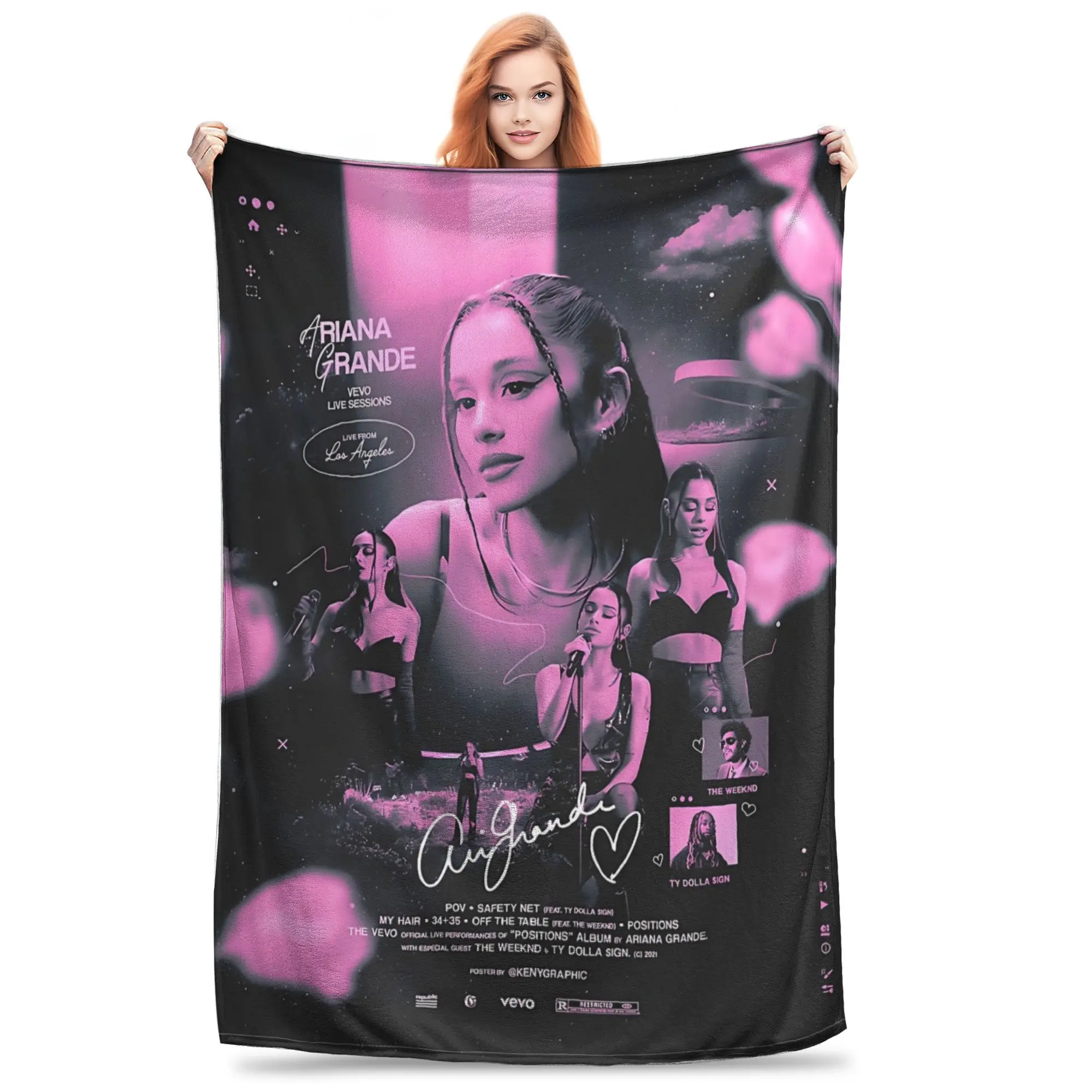 The Best Singer Ariana Blankets Grande  Vintage Pop Music R&B Wool Funny Warm Throw Blankets for Home Restaurant Decoration