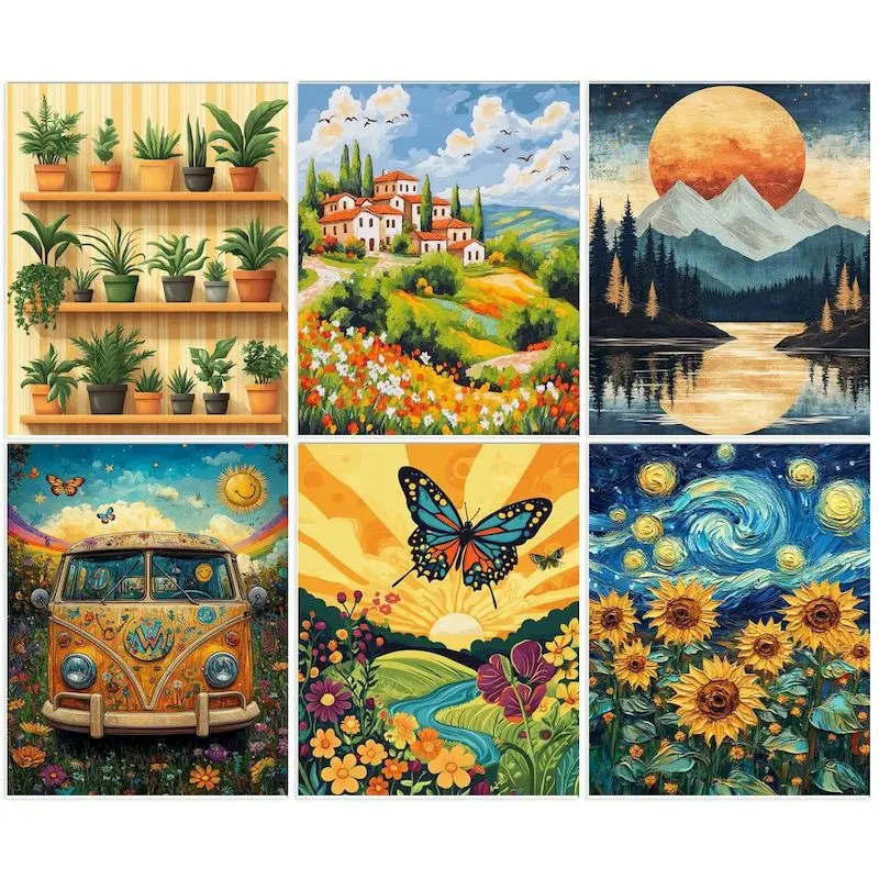 

GATYZTORY Diy Frame Landscape Painting By Numbers Canvas Oil Paint By Numbers Handpainted Art Diy Gift Home Wall Decor