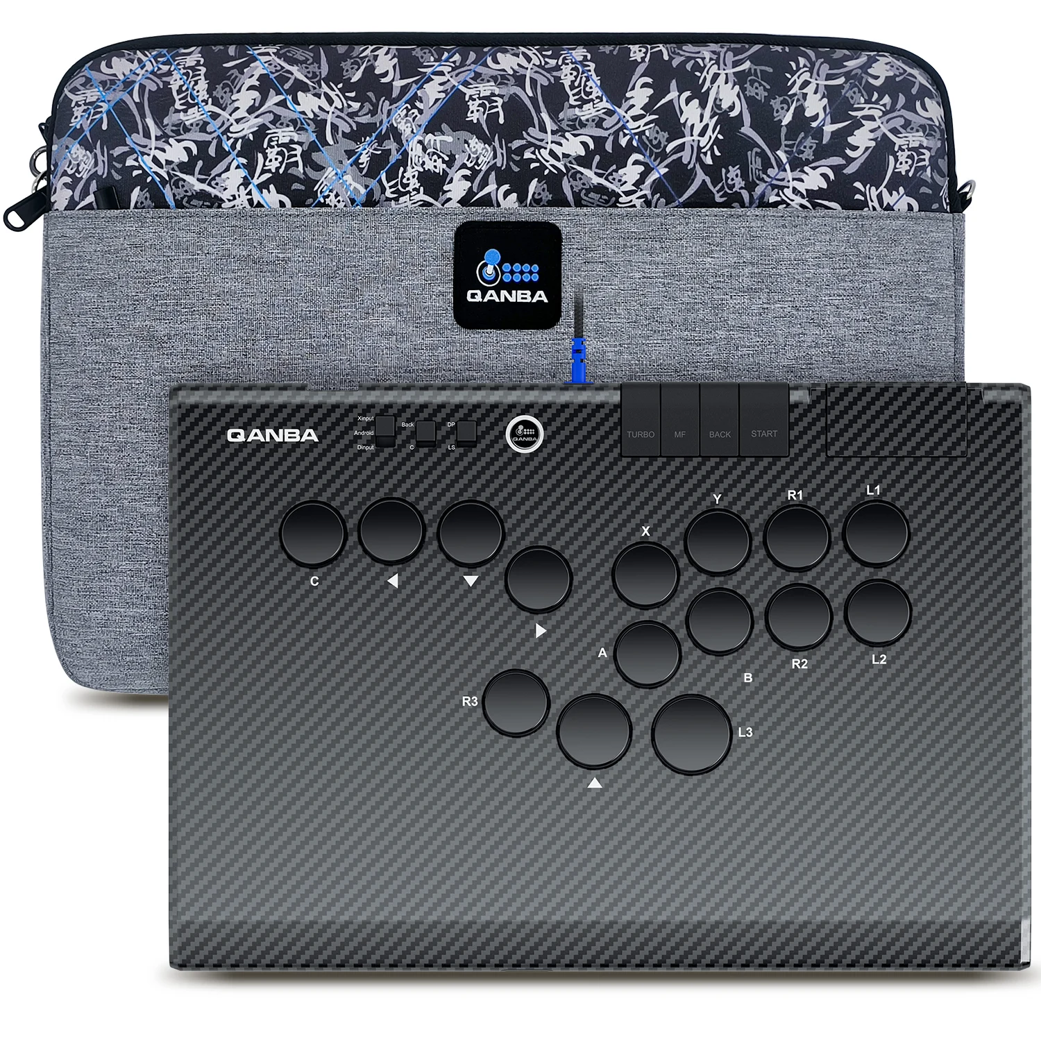 Qanba Ruby Leverless Arcade Super draadloze arcadecontroller 2.4G draadloze verbinding Opbergtas voor Android PC Steam