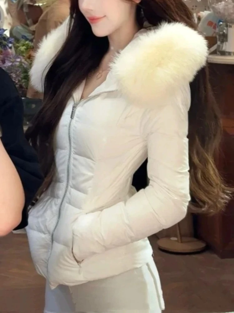 الشتاء عارضة الوبر كم طويل سترات المرأة تصميم هيبورن شيك مقنعين سستة معطف الإناث أزياء دافئة خمر معطف نحيف جديد