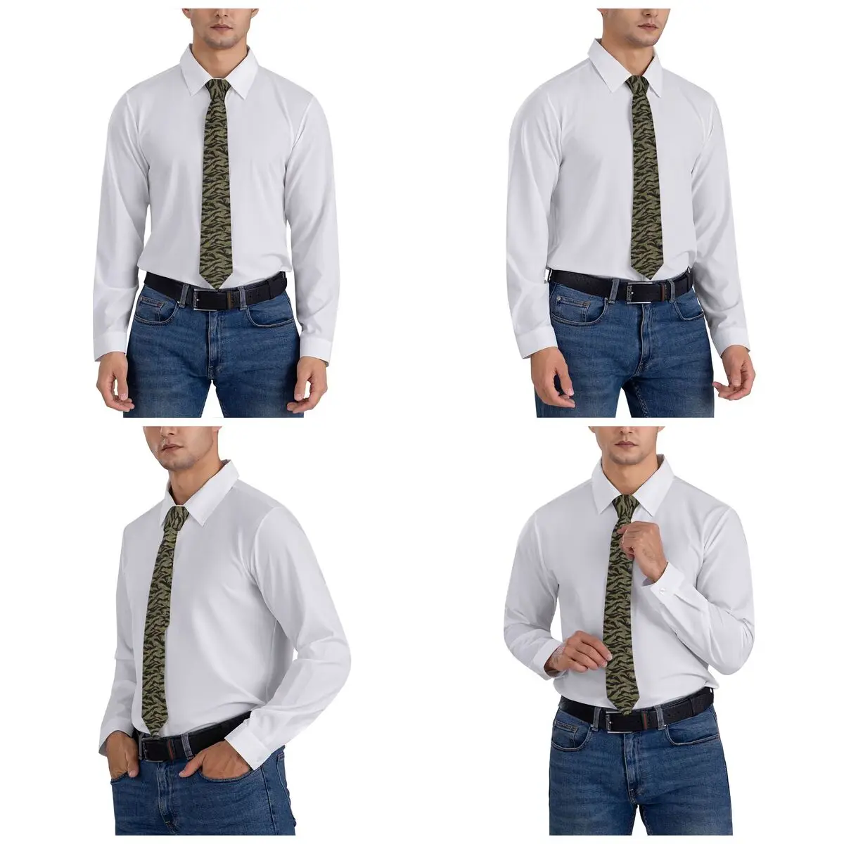 Gravata Clássica Tigre Listra Camo dos homens, Seda Personalizada, Militar, Camuflagem Tática, Gravata Negócios