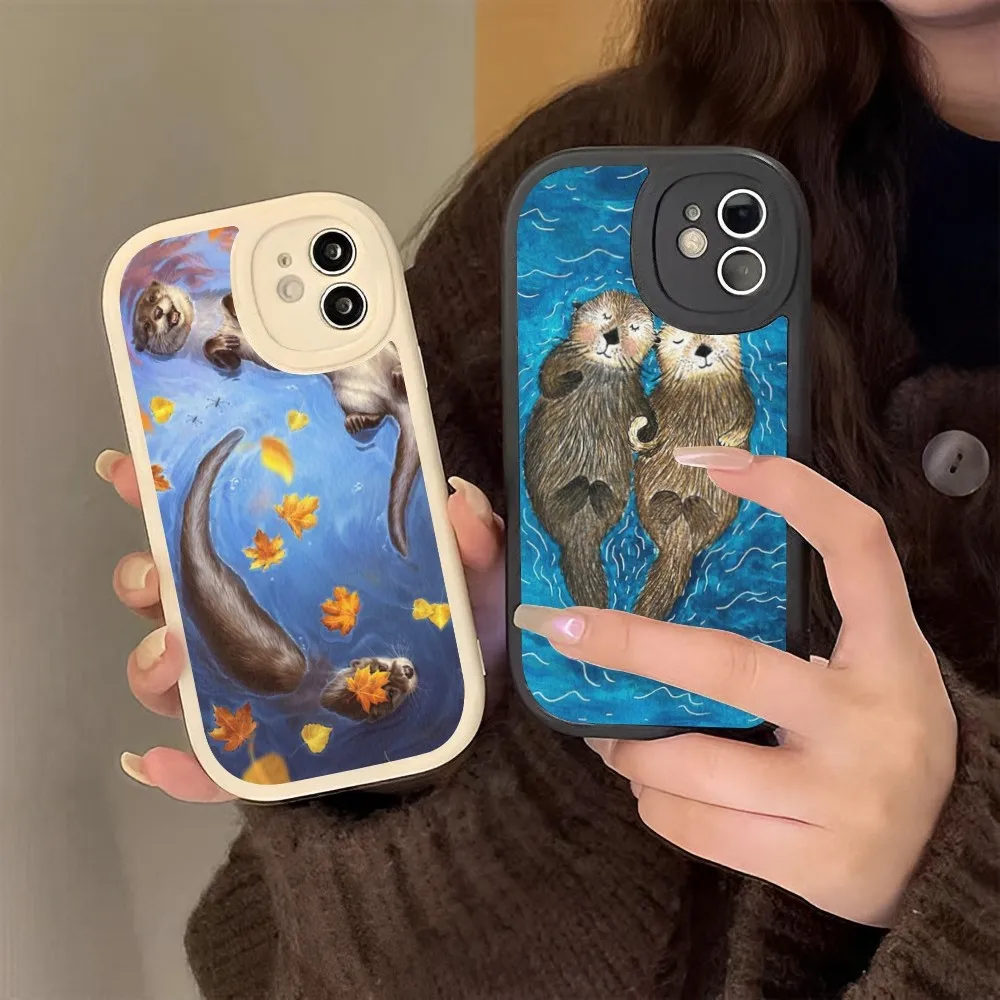 Cute Otter Lutra Phone Case Hard Leather For iPhone 14 13 12 Mini 11 14 Pro Max Xs X Xr 7 8 Plus Fundas