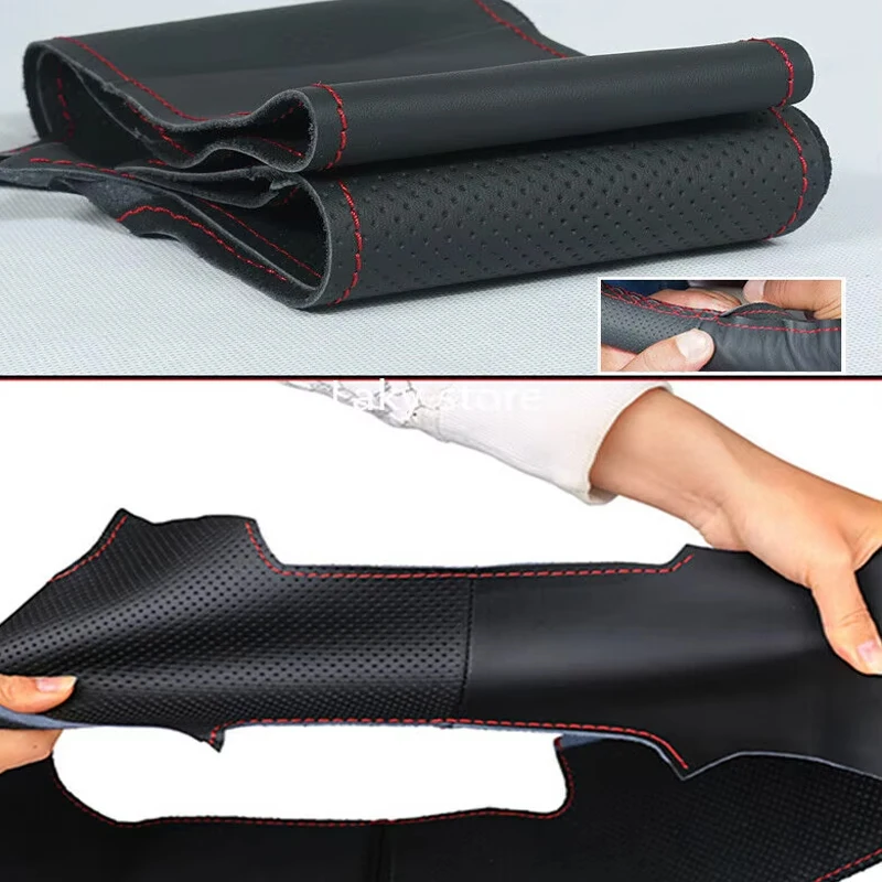 Customized Car Steering Wheel Cover Hand Sewing Anti-Slip Leather Braid Car Accessories For Hyundai Sonata Dn8 10th 2020