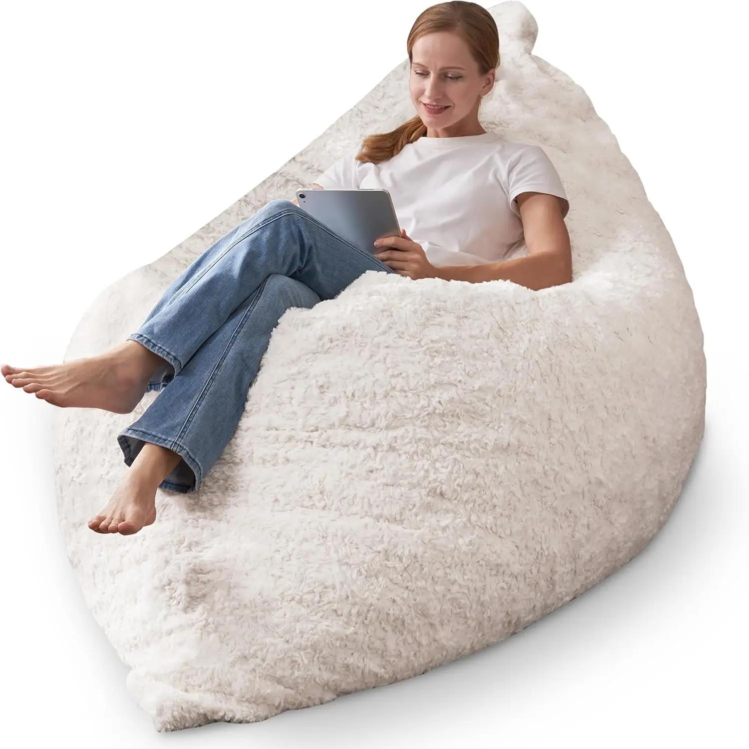 3 in 1 Bean Bag Chair, Memory Foam Bean Bag Chair, Convertible Chair with Machine Washable Cover