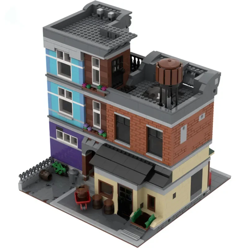 2413pcs MOC Bootleggin Achtertuin - Detectives Kantoor Architectuur Bouwstenen Model Assemblage Speelgoed Kinderen Festival Geschenken