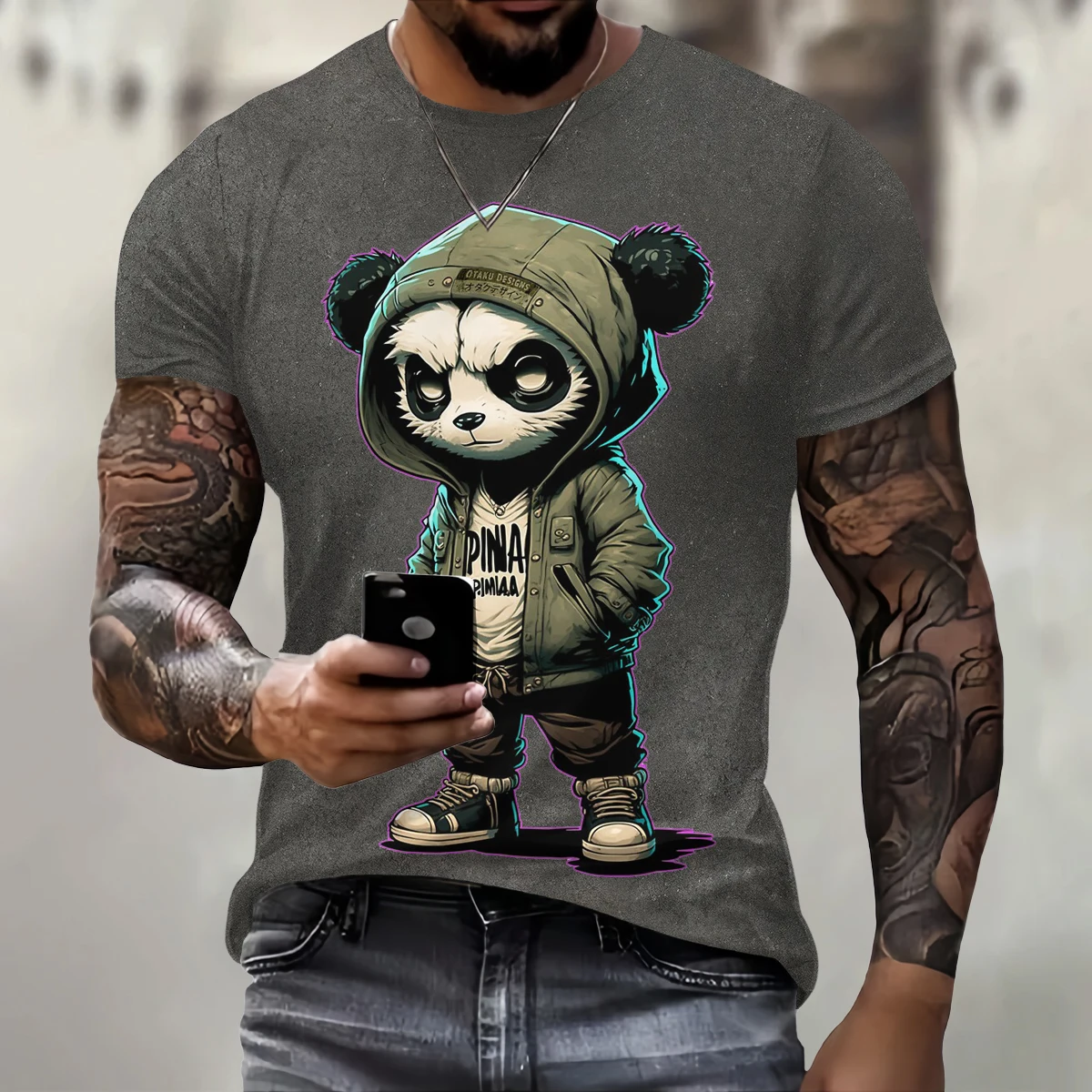 Funny 3D Panda Print T Shirt For Men Street Trend Harajuku Pullover Casual O-neck Short Sleeve T-Shirt Fashion Loose Summer Tops