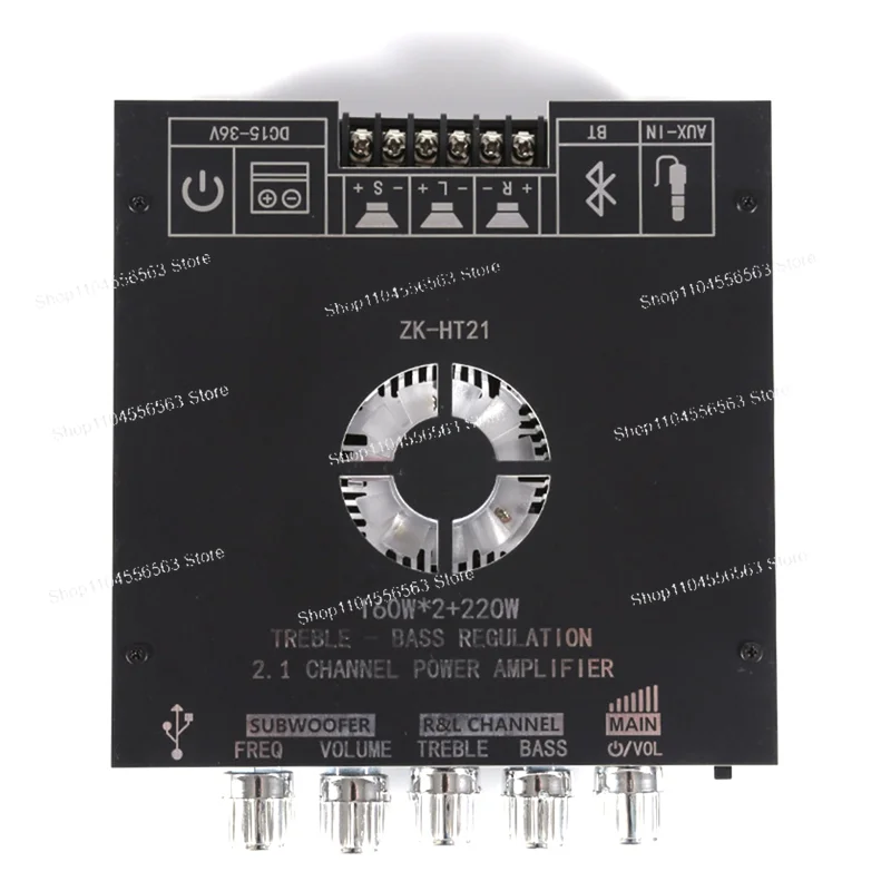 

ZK-HT21 2.1 Channel Bluetooth Power Amplifier Module, TDA7498E Chip 160Wx2+220W with High/Low Tone and Subwoofer Support