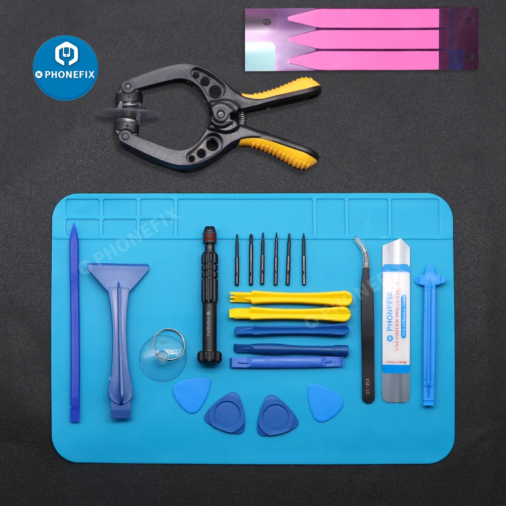 PHONEFIX-Kit de herramientas de apertura de teléfono móvil, destornillador electrónico, reparación de apertura para iPhone, IPAD, Kit de herramientas de reemplazo de pantalla de batería