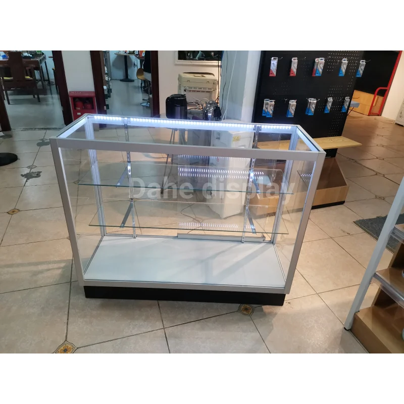 custom.6ft Clearview Full display caseGlass counter full glass display cabinet indoor lockable wood holder s