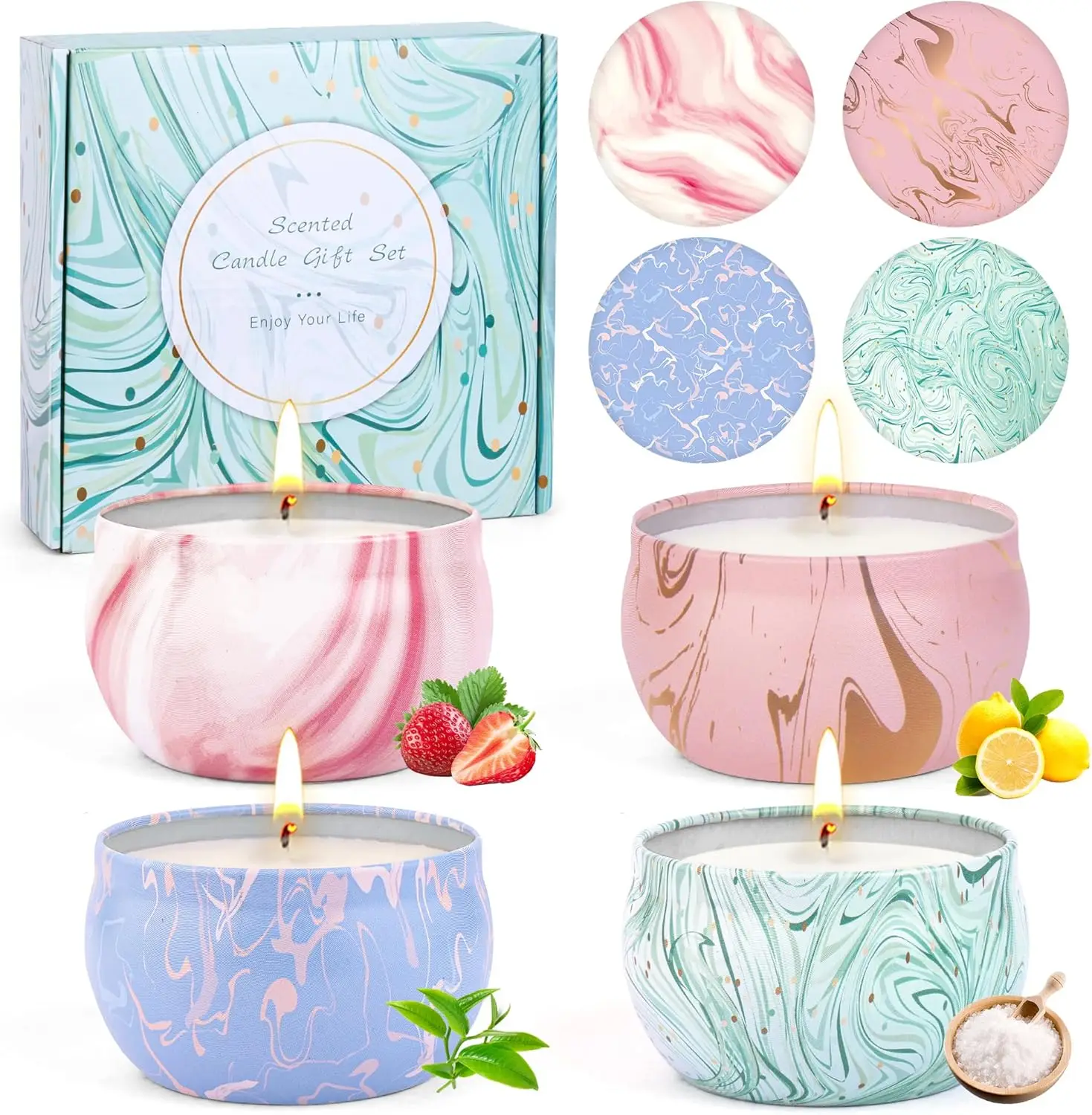 

4-Pack Scented Soy Wax Candles Gift Set, Aromatherapy for Home, Birthday, Mother's Day, Christmas