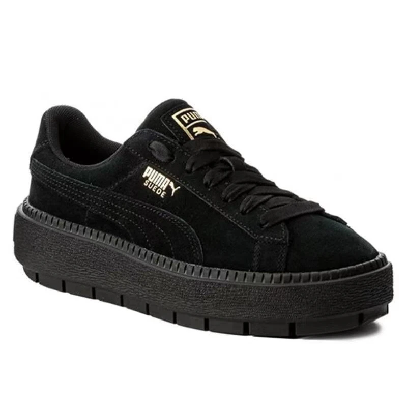 PUMA Platform Trace camoscio nero confortevole antiscivolo leggero Low cut Board Shoes for Women Black