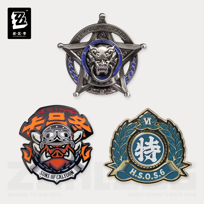 Anime Zenless Zone Zero Sons of Calydon Hollow Special Operations Section 6 Criminal Investigation Team Cosplay Metal Badge Gift