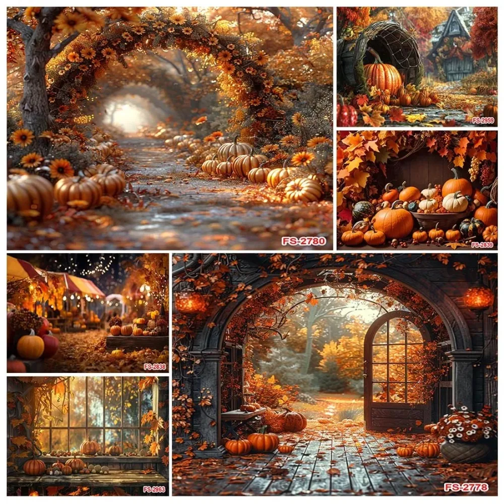Thanksgiving Pumpkin House Theme Banner Decoration Background, Thanksgiving Party, Home Decoration Photography Background Cloth