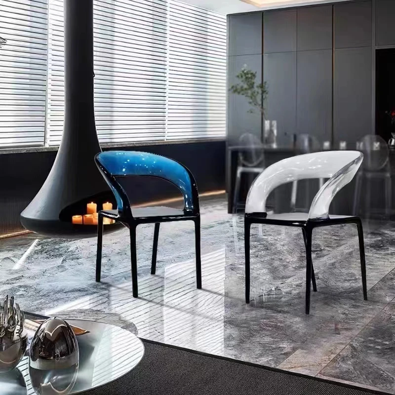 

Modern FRP dining chair Internet celebrity epoxy resin armrest back single chair Restaurant reception negotiation chair