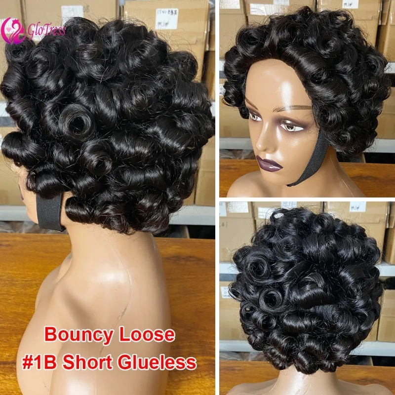 

250% Density Full Machine Made Bouncy Loose Glueless Wigs 100% Brazilian Virgin Remy Human Hair Multi Colors Comfortable