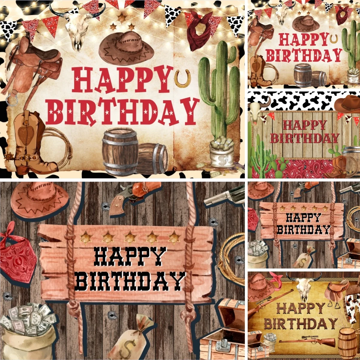 Cowboy Cowgirl Backdrop Western Farm Birthday Kids 1st Party Decor Baby Shower Photo Studio Backgrounds For Photographs Props