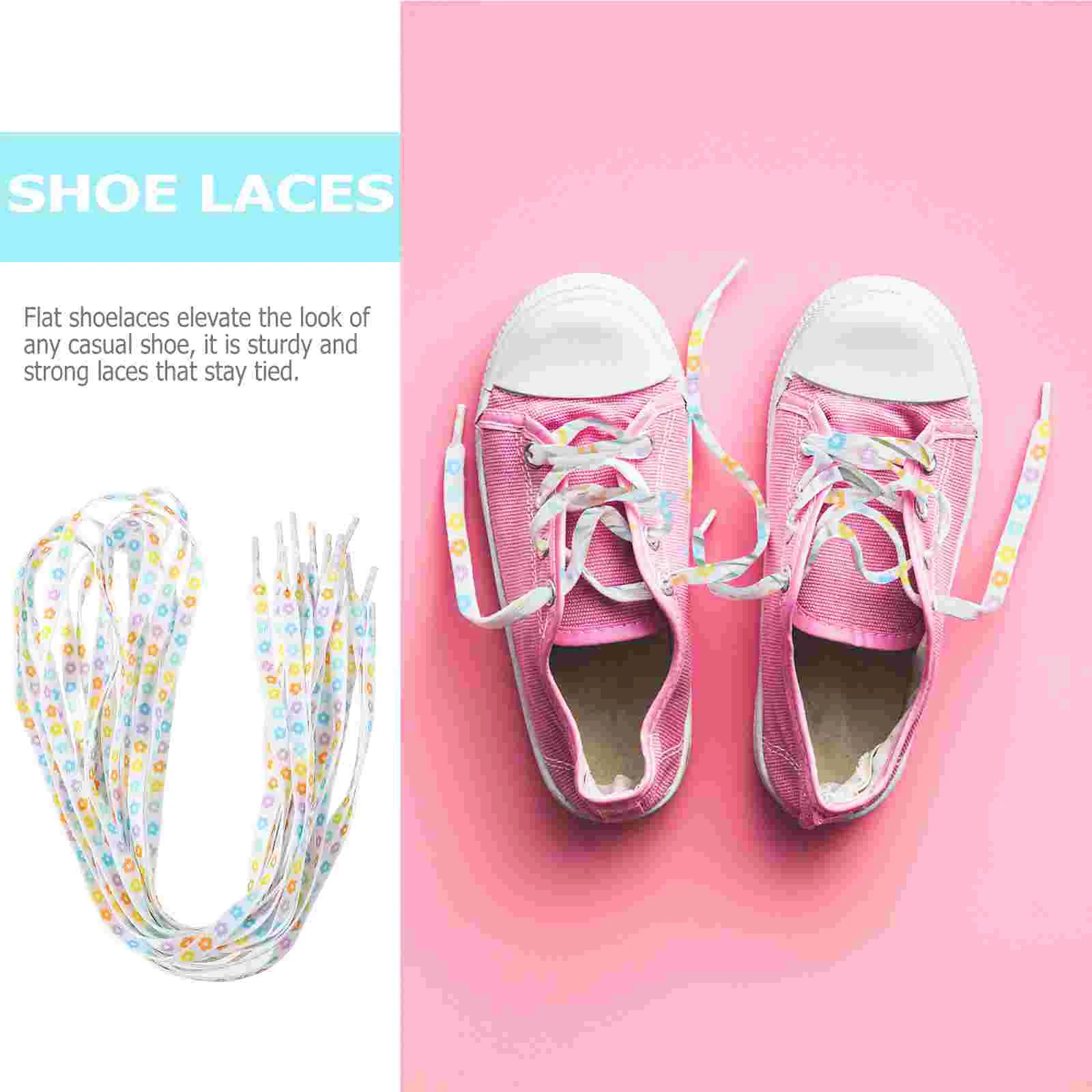 4 Pairs Flower Laces Polyester Shoelaces DIY for Casual Shoes Boots Sneaker Cloth Printed Accessories