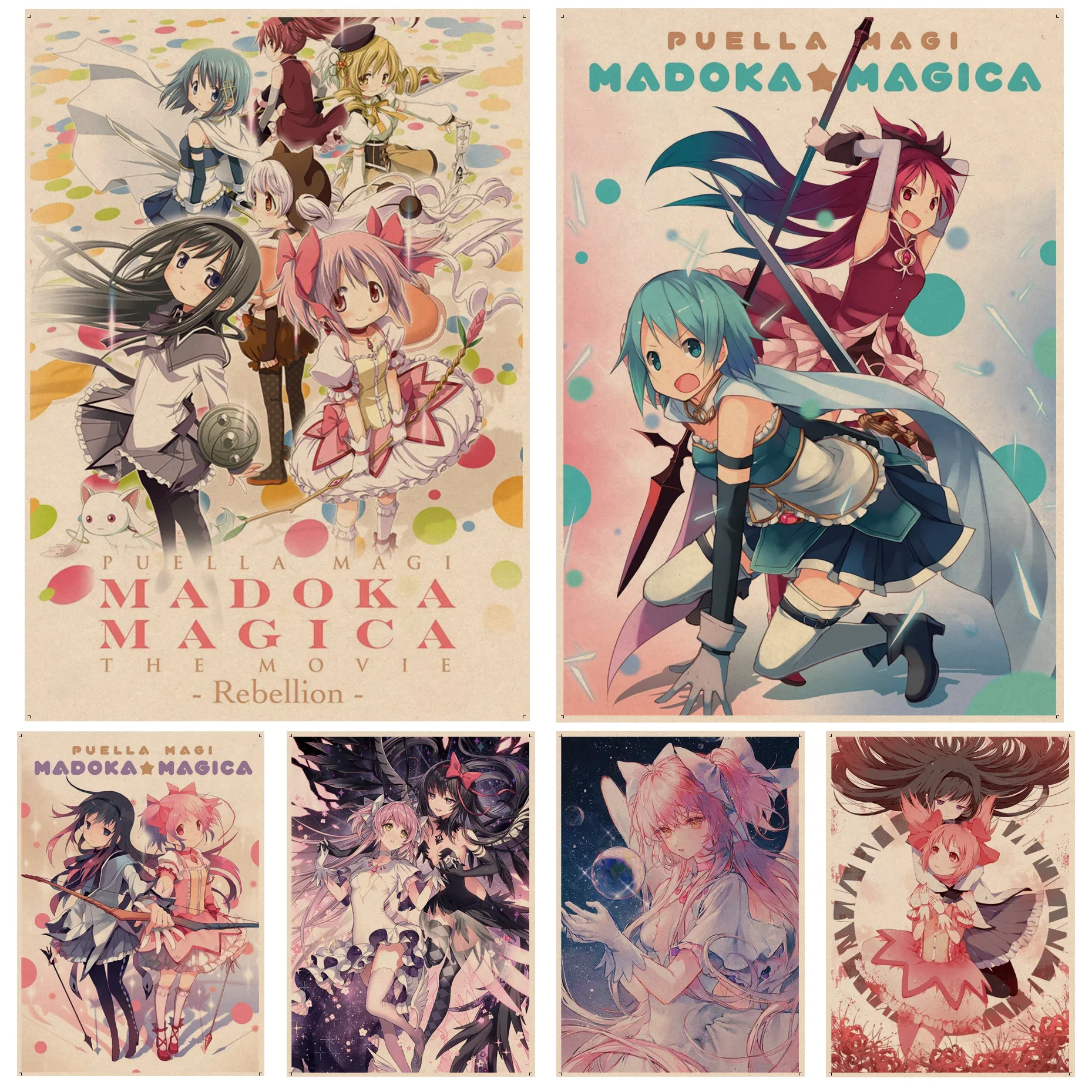 Puella Magi Madoka Magica DIY Poster Kraft Paper Sticker DIY Room Bar Cafe Nordic Home Decor