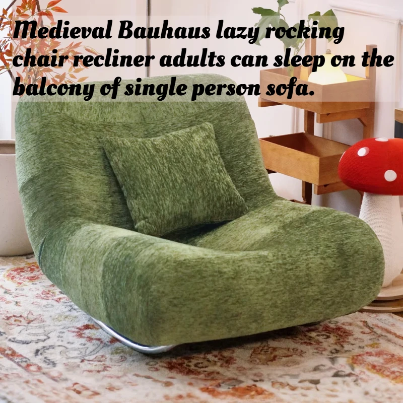 

Vintage French Bauhaus Rocking Lounge Chair Recliner Oversized Accent Armchair Living Room Balcony Relax Comfy Adult