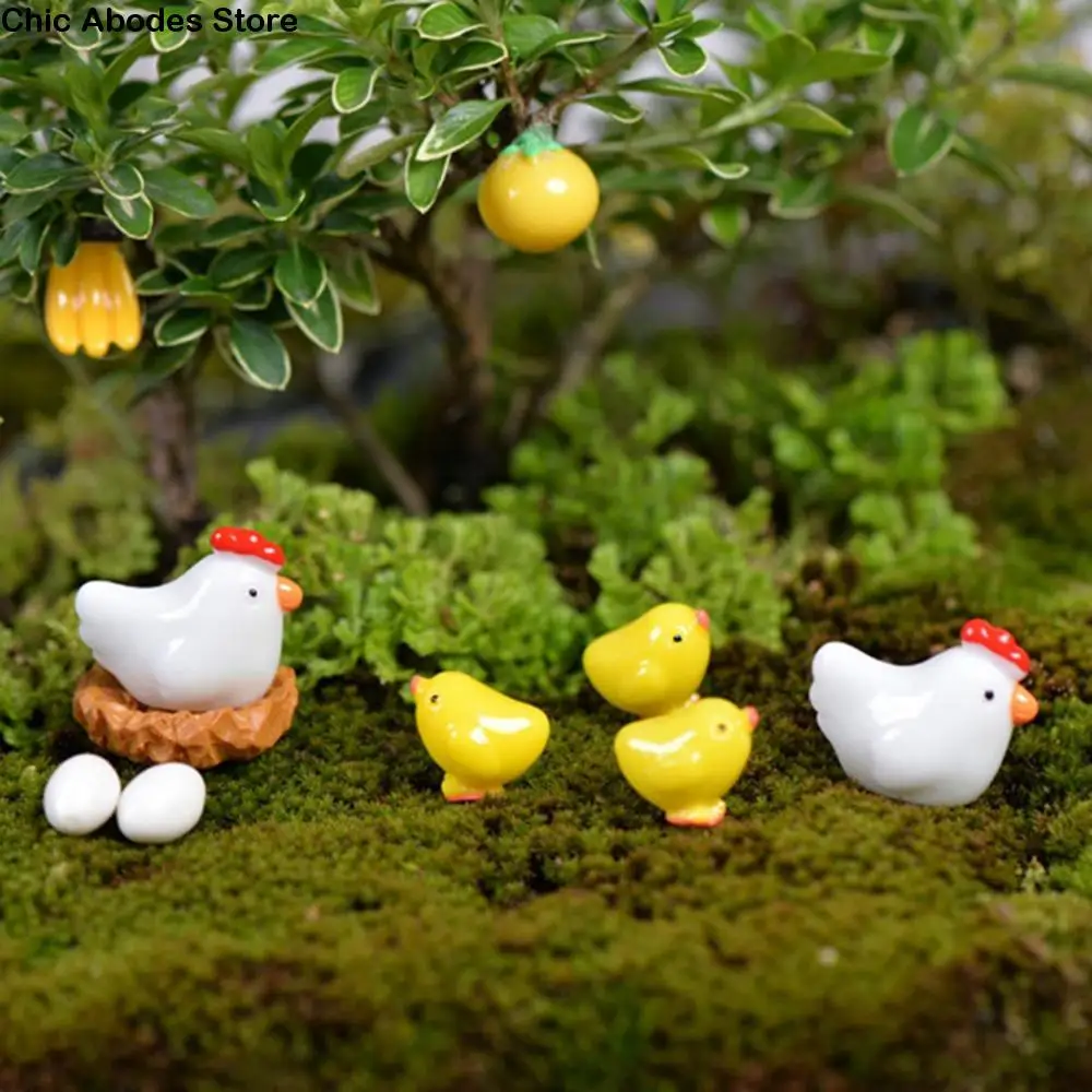 

Cute Lovely Micro Landscape Mini Resin Hen Chick Egg Henroost Ornament Decoration Figurine Miniature