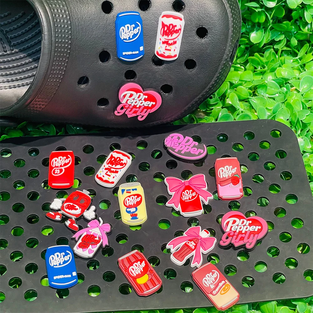 Hot Sale 13PCS American Retro Soda Shoe Charm Mix Wholesale PVC Decoration Buckle Sandal DIY Detachable Waterproof To X-mas Gift