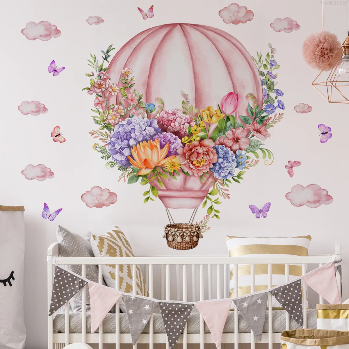 Floral Butterfly & Cloud Window Clings - Creative Sky Garden Static Stickers for Home & Shop Glass Deco