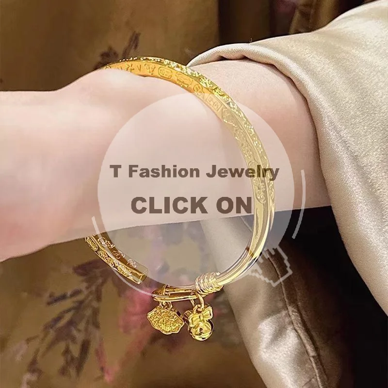 Bow Bell Decor Gold Open Bangle Bracelet Chinese Style Luxury Fashion Accessory for Women Wedding Party Outfit