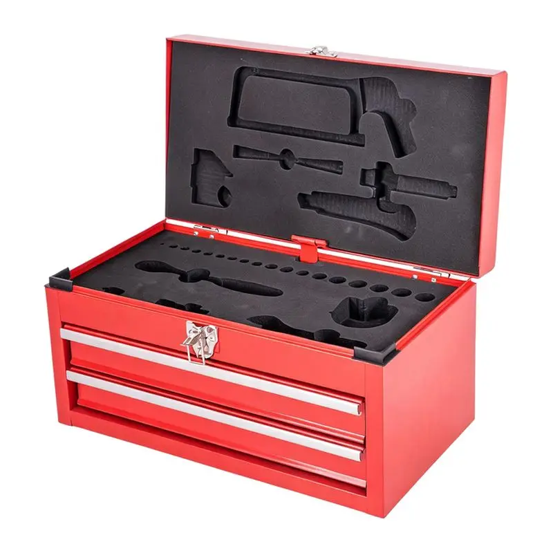 Toolbox Custom Size Steel Toolbox Outdoor Storage Box for Garage Workshop Iron Toolbox with 2 Drawers