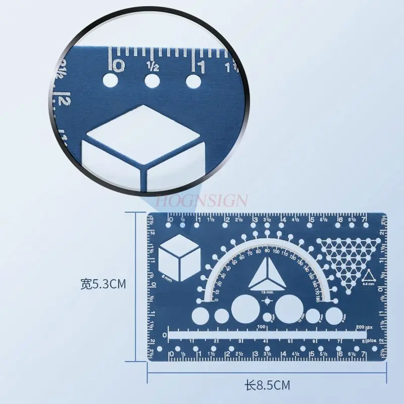 2 шт. креативная многофункциональная линейка из алюминиевого сплава истеряет геометрическим, математическим и трехмерным рисунком мышления.
