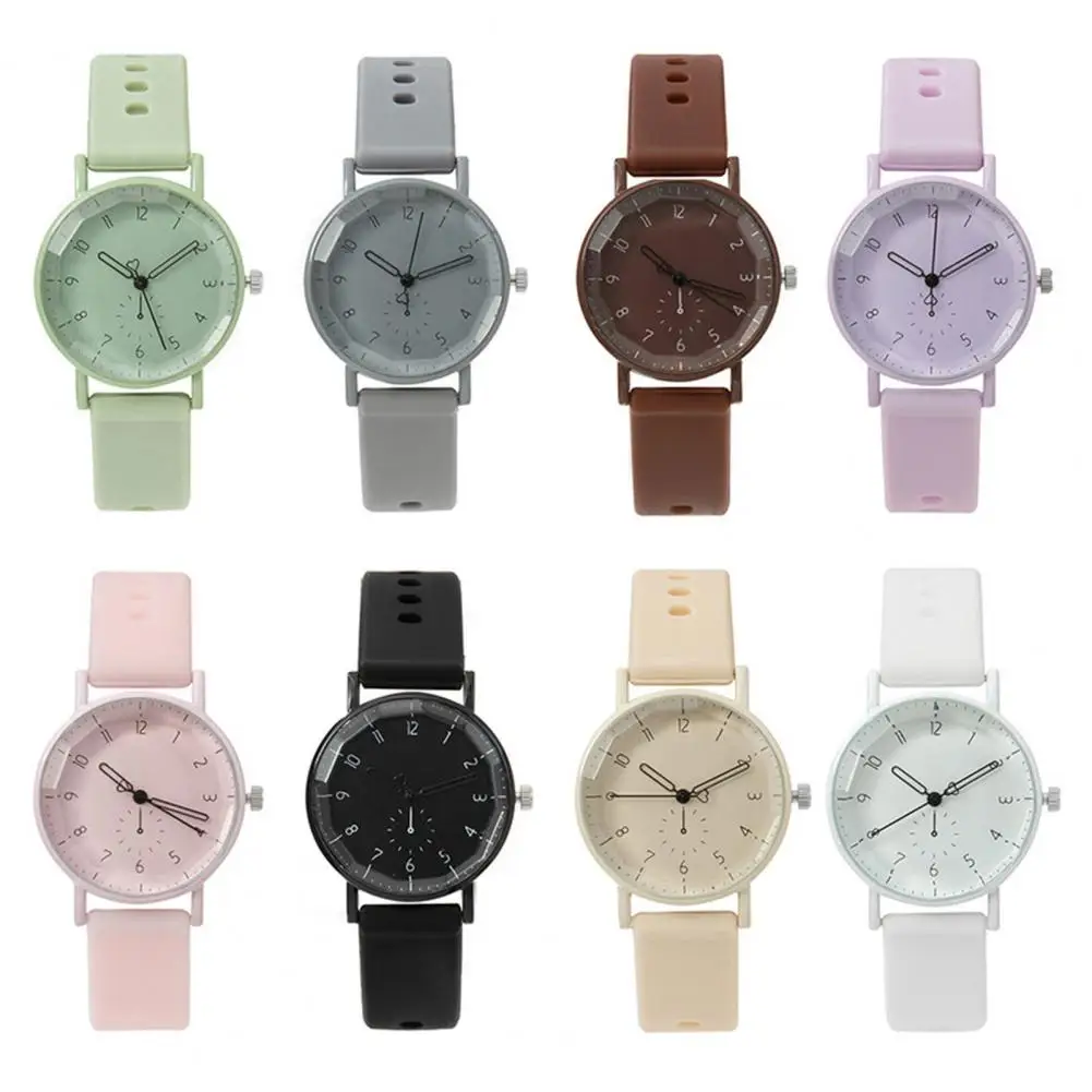 Formal Occasion Watch Colorful Candy Silicone Strap Quartz Watch for Ladies with High Accuracy No Delay Time-checking for Dating