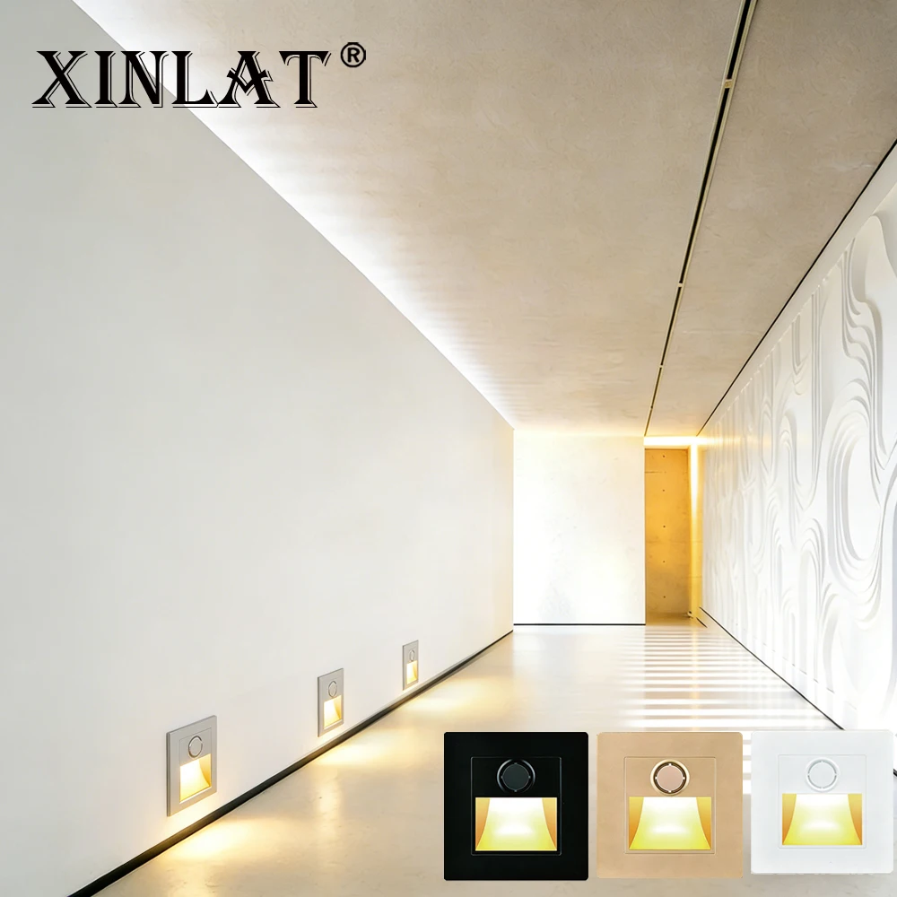 

Embedded Stair Light Indoor Wall Lamps No-Sensor Led Luminaire White Nightlights for Step Foyer Ladder Kitchen Sconce 110V/220V