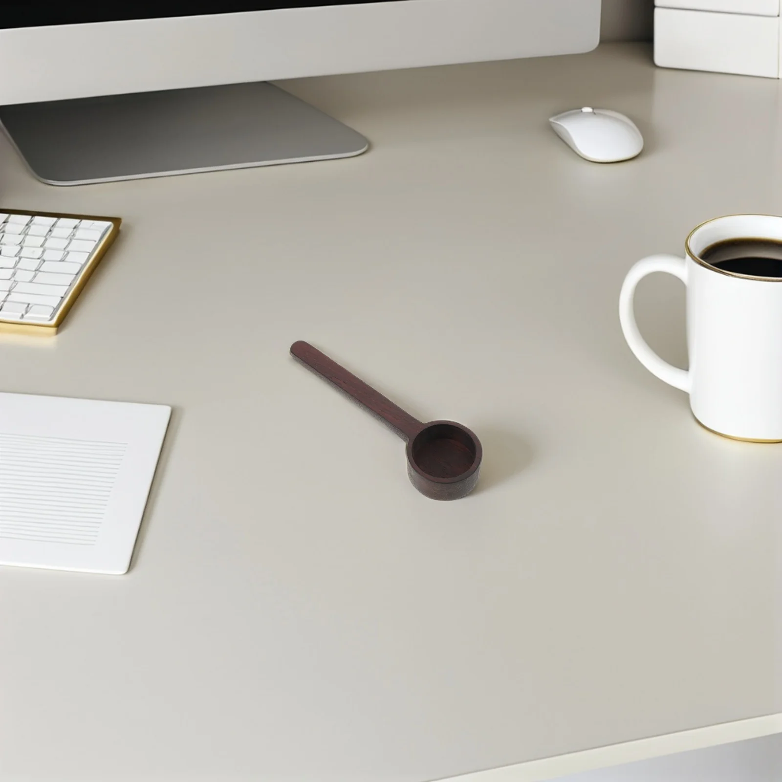 

2Pcs Wooden Coffee Scoop Solid Wood Measuring Spoon Natural Grain Kitchen Essentials Ground Coffee Espresso Tea Seasoning