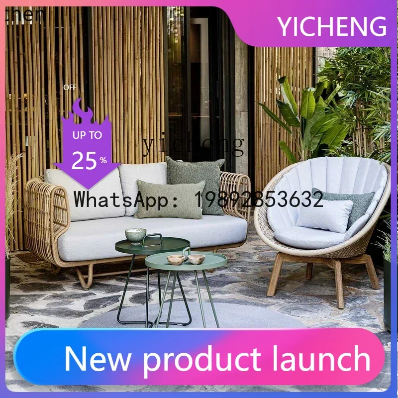 

XL Outdoor Rattan Woven Sofa Courtyard Waterproof Sunproof Terrace Villa Hotel Sofa