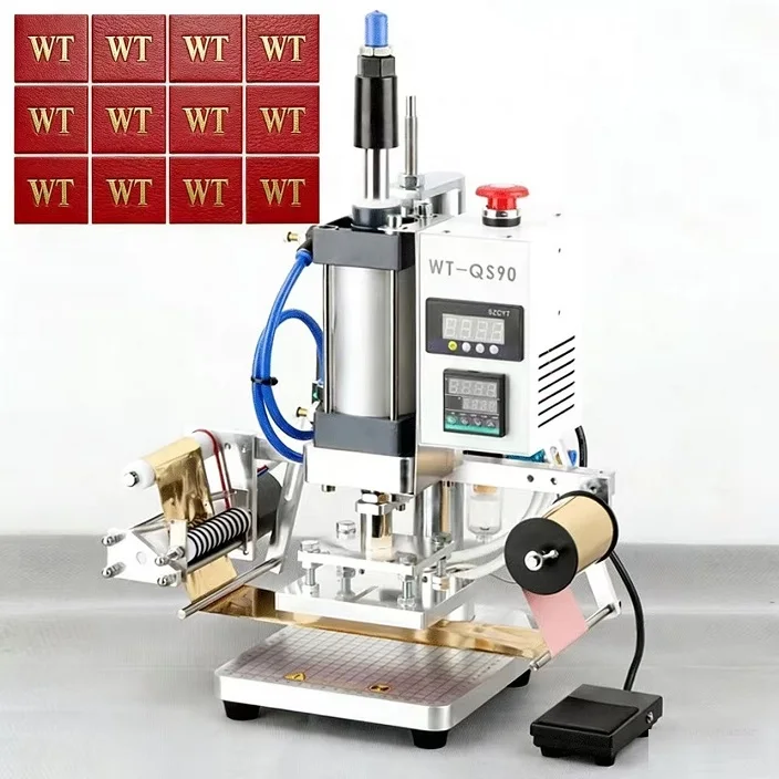 New Semi-Automatic Pneumatic Auto Open Flatbed Heat Press Machine for T-Shirt Labels Embossed PU Leather PVC Paper 220V/110V
