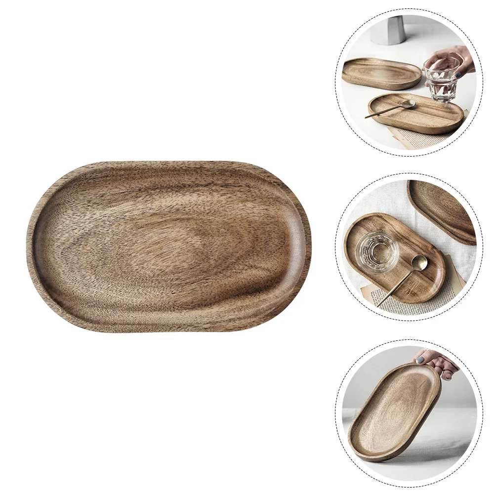 1 قطعة صينية طعام خشبية الطبيعية السنط الخشب تخدم لوحة للوجبات الخفيفة الحلويات الفواكه السوشي الخبز شاي بعد الظهر أدوات المائدة الزخرفية