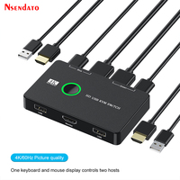 2 Port KVM USB Switch 4k 60Hz HDMI-Compatible Switcher Extender  For 2 Computer HDMI Monitor TV Mouse Keyboard Printer