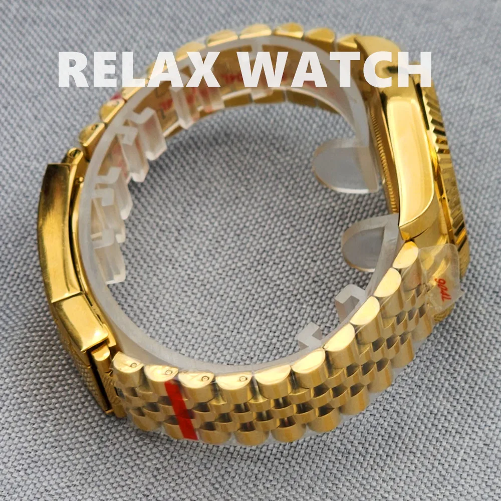 36mm 39mm Sapphire Glass PVD Gold Log Style Stainless Steel Watch Japanese Nh35 Automatic Mechanical Movement N1