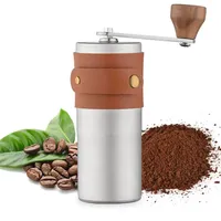 Mini Handheld Coffee Beans Grinder 304 Stainless Steel Adjustable Thickness Mamual Coffee Milling Tool with Black Porcelain Core