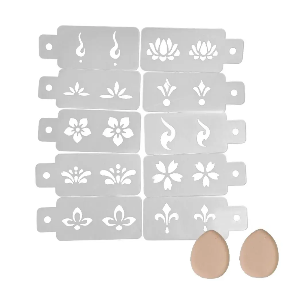 DIY Face Makeup Template No Repeat Hollowed Flowers Temporary Tattoo Stencil Forehead Waterproof Body Art Painting Stencil Women