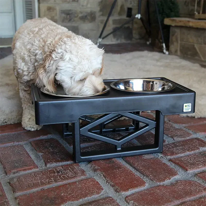 Pet Supplies Bowl Dog Bowl Drinking Water Feeding Double Bowl Lifting Bowl Rack Cat Slow Food Bowl Stainless Steel Pet Rice Bowl