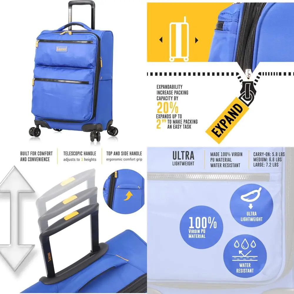 Erweiterbares 20-Zoll-Leichtgewichtiges Rollgepäck – passend für Fluggesellschaftfächer – langlebige Softside-Handgepäcktasche für Reisen