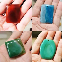 Rectangle Spacers Natural Agates Quartz Pink Jades Tiger Eye Square Shape Cabochon Stone Beads Fashion Charm DIY For Jewelry