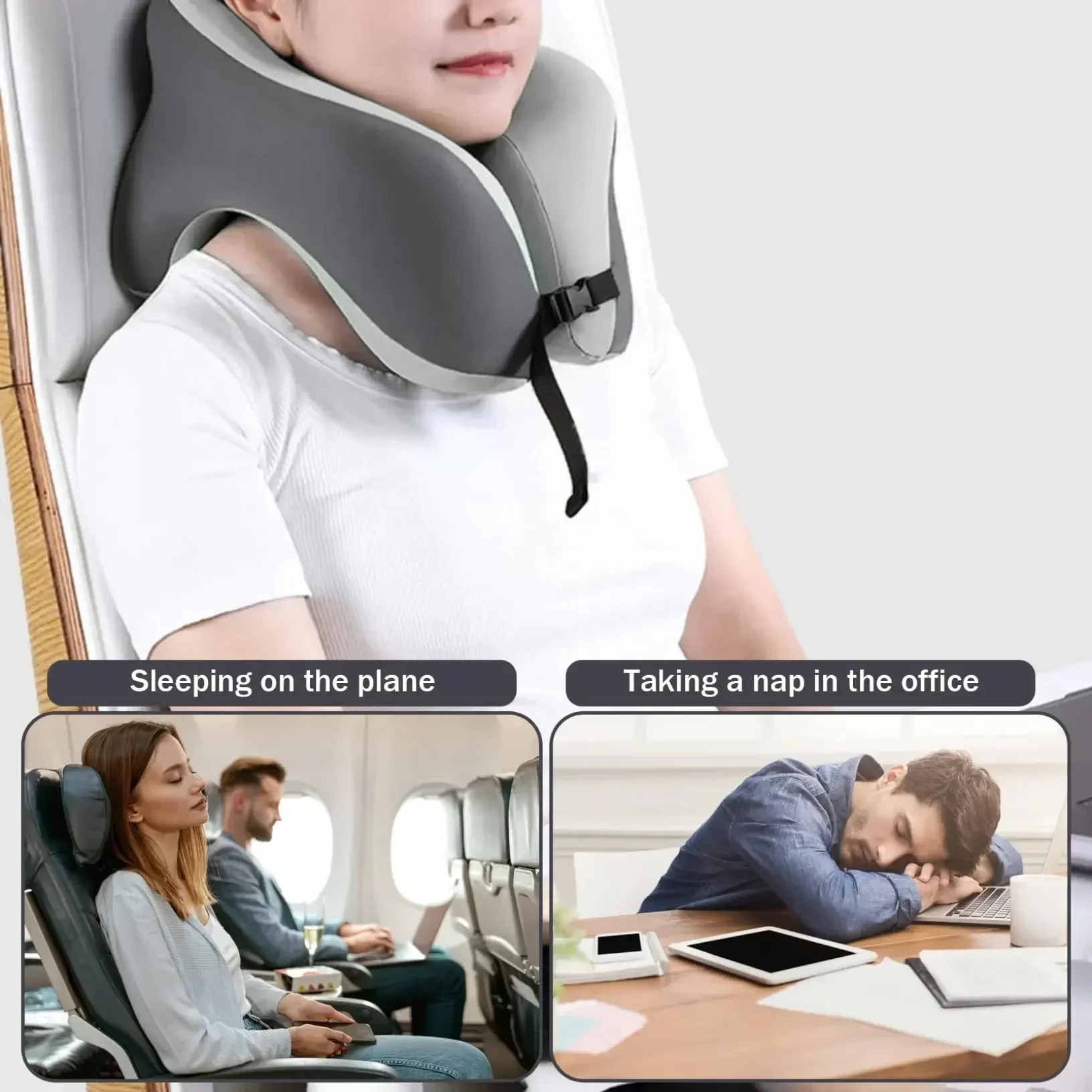 U-shaped Airplane Travel Pillow Office Slow Rebound Memory Cotton Sleeping Pillow Student Protection Neck Pillow