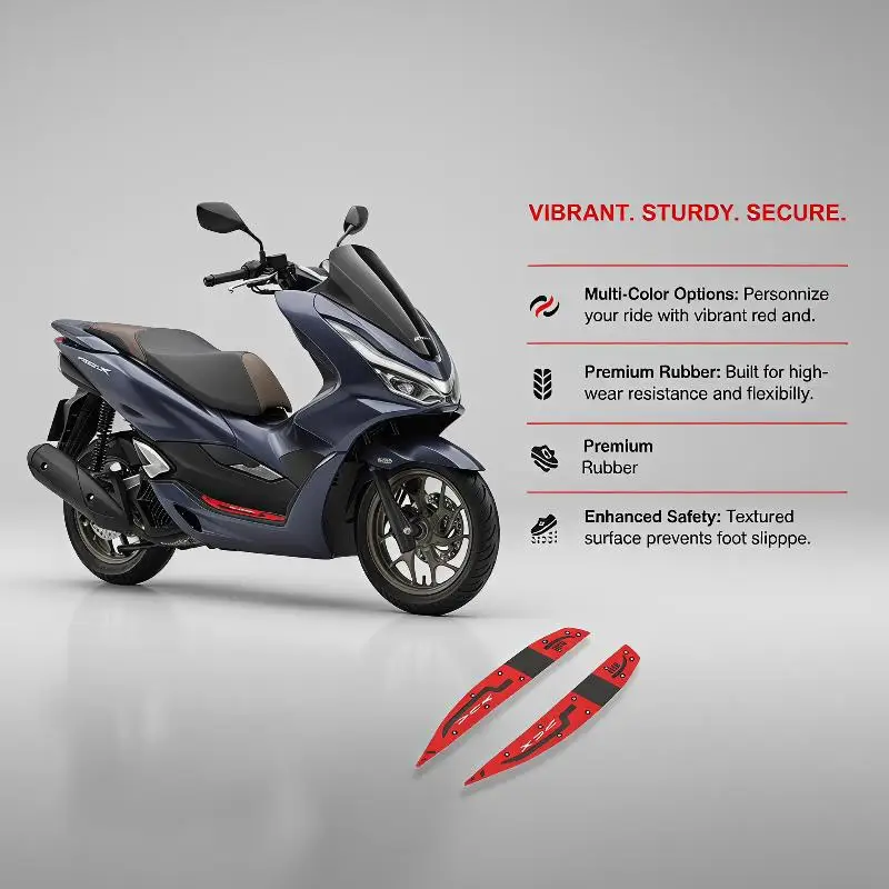 2024-2025 PCX160 Motorcycle Anti-Slip Foot Pad Rainproof Rubber Footrest Mat Multi Colors for All Weather Riding Scenarios